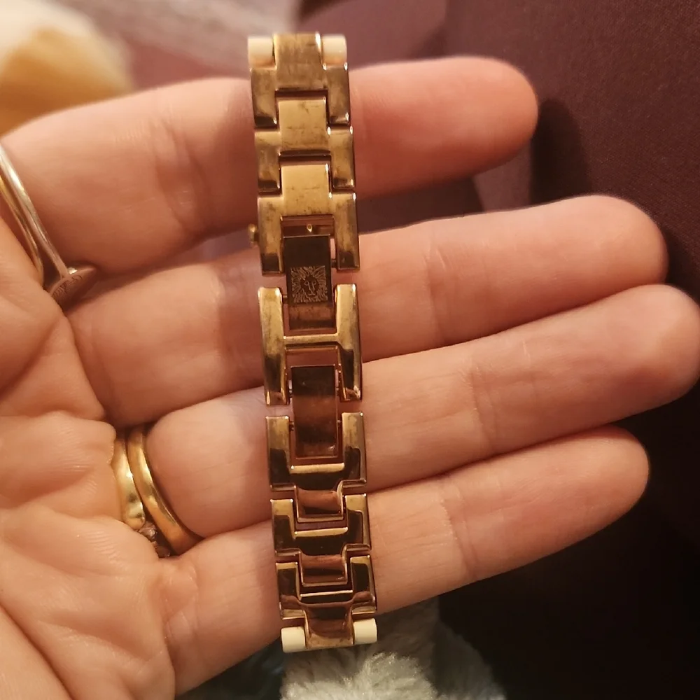 Anne Klein Rose Gold and Cream Roman Numeral Watch